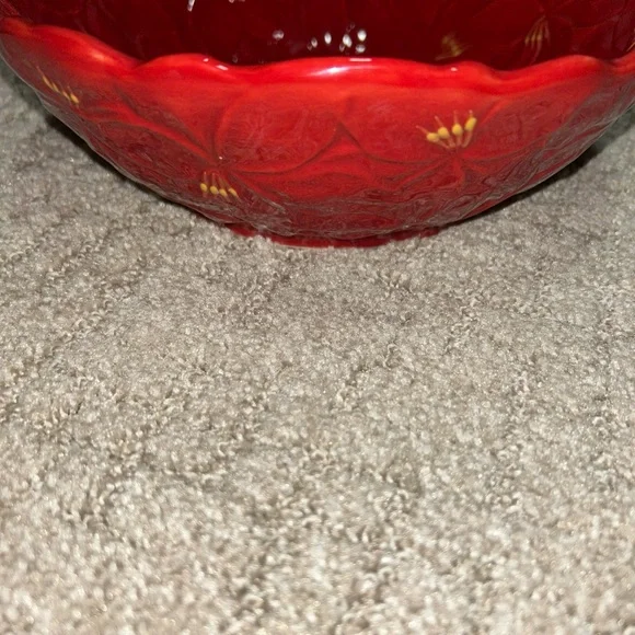 Martha Stewart Collection Red Amaryllis Serving Bowl  9” - Picture 2 of 6